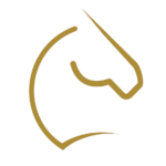 Logo de la marque Lorane. L'image représente le contour en trait jaune de la tête d'un cheval ainsi que son encolure.