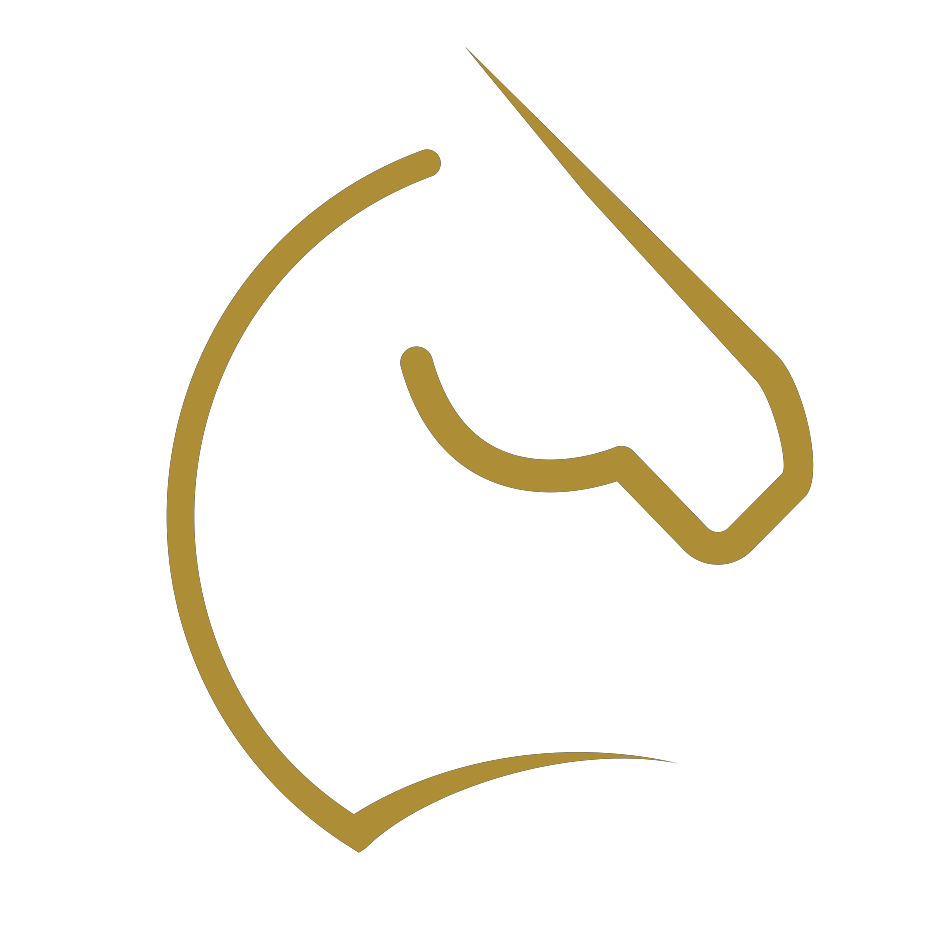 Logo de la marque Lorane. L'image représente le contour en trait jaune de la tête d'un cheval ainsi que son encolure.