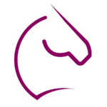 Logo de la marque Lorane. L'image représente le contour en trait violet de la tête d'un cheval ainsi que son encolure.